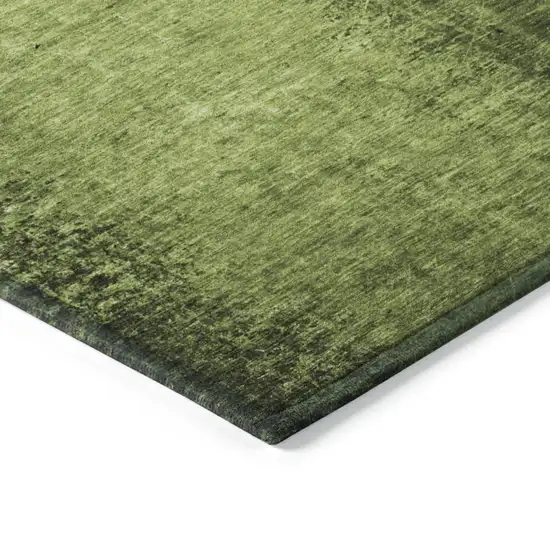 8' Round Green Round Abstract Washable Non Skid Indoor Outdoor Area Rug Photo 7