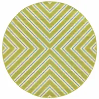 Photo of 8' Round Green Round Geometric Stain Resistant Indoor Outdoor Area Rug