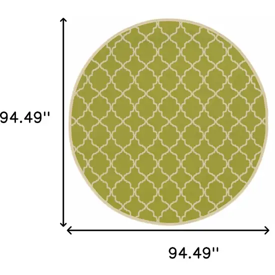 8' Round Green Round Geometric Stain Resistant Indoor Outdoor Area Rug Photo 4