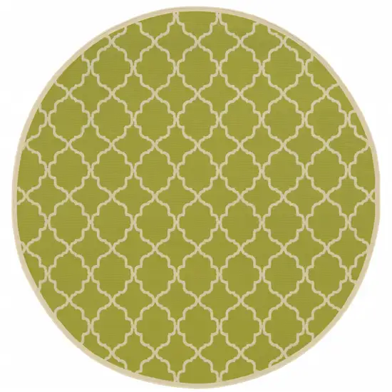 8' Round Green Round Geometric Stain Resistant Indoor Outdoor Area Rug Photo 1