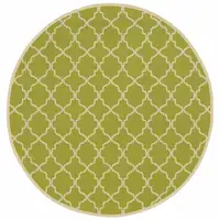 Photo of 8' Round Green Round Geometric Stain Resistant Indoor Outdoor Area Rug