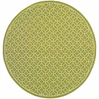 Photo of 8' Round Green Round Geometric Stain Resistant Indoor Outdoor Area Rug