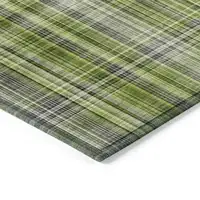 Photo of 8' Round Green Round Plaid Washable Non Skid Indoor Outdoor Area Rug