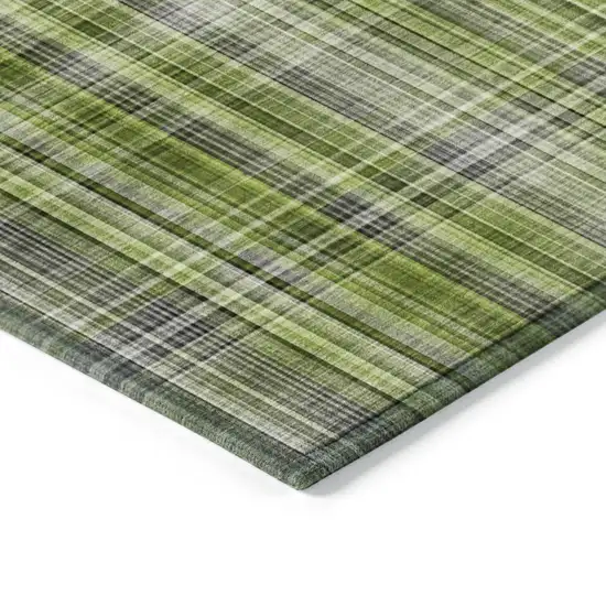 8' Round Green Round Plaid Washable Non Skid Indoor Outdoor Area Rug Photo 5