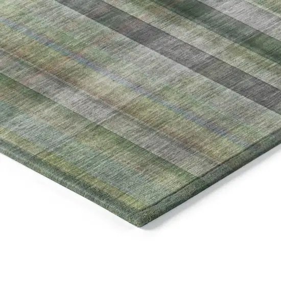 Green Round Plaid Washable Non Skid Indoor Outdoor Area Rug Photo 7