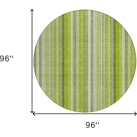 Green Round Striped Washable Non Skid Indoor Outdoor Area Rug Photo 3