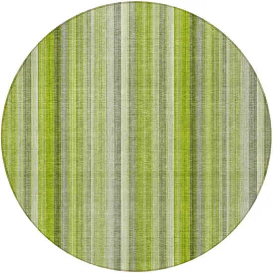 Green Round Striped Washable Non Skid Indoor Outdoor Area Rug Photo 4