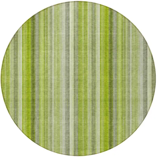 Green Round Striped Washable Non Skid Indoor Outdoor Area Rug Photo 5