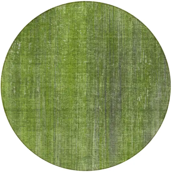 Green Round Striped Washable Non Skid Indoor Outdoor Area Rug Photo 4