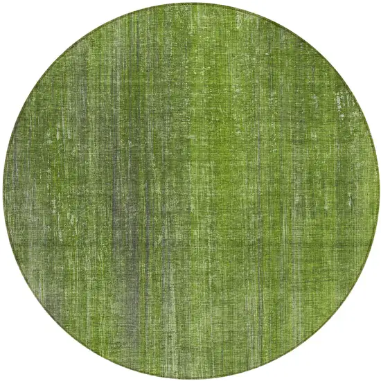 Green Round Striped Washable Non Skid Indoor Outdoor Area Rug Photo 2