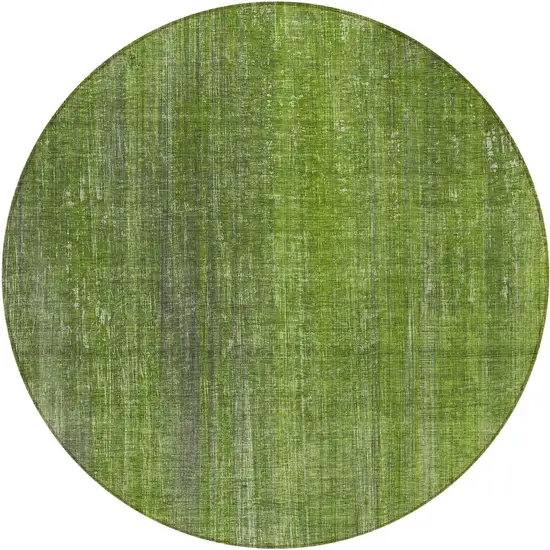 8' Round Green Round Striped Washable Non Skid Indoor Outdoor Area Rug Photo 2