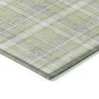 Photo of 8' Round Green and Gray Round Plaid Washable Non Skid Indoor Outdoor Area Rug