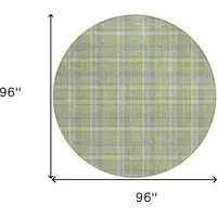 Photo of 8' Round Green and Gray Round Plaid Washable Non Skid Indoor Outdoor Area Rug