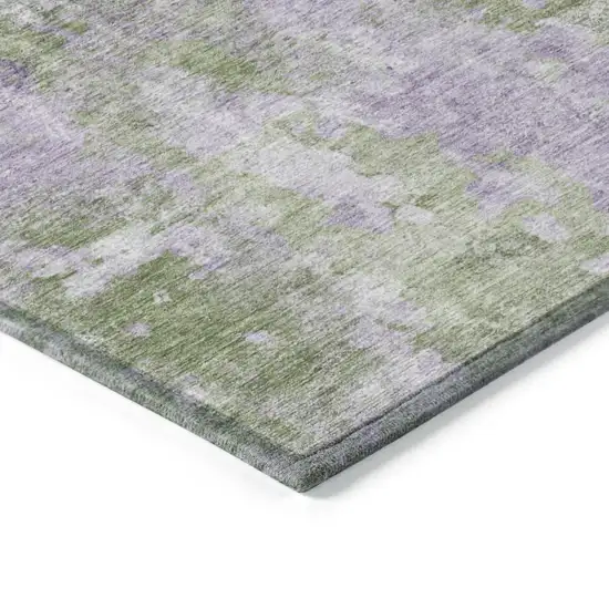 8' Round Green and Purple Round Abstract Washable Non Skid Indoor Outdoor Area Rug Photo 7