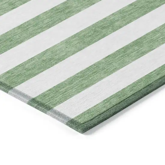 Green and White Round Striped Washable Indoor Outdoor Area Rug Photo 5