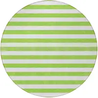 Photo of 8' Round Green and White Round Striped Washable Non Skid Indoor Outdoor Area Rug