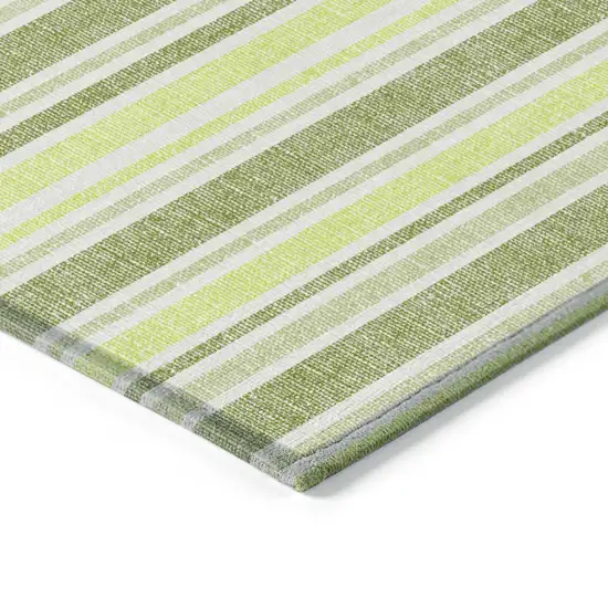 8' Round Green and Yellow Round Striped Washable Non Skid Indoor Outdoor Area Rug Photo 6