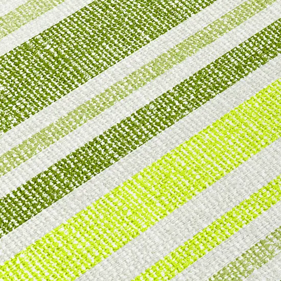 8' Round Green and Yellow Round Striped Washable Non Skid Indoor Outdoor Area Rug Photo 9