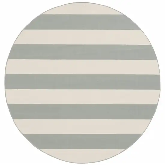 8' Round Grey Round Geometric Stain Resistant Indoor Outdoor Area Rug Photo 1