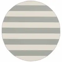 Photo of 8' Round Grey Round Geometric Stain Resistant Indoor Outdoor Area Rug