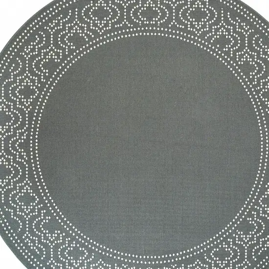 8' Round Grey Round Stain Resistant Indoor Outdoor Area Rug Photo 3