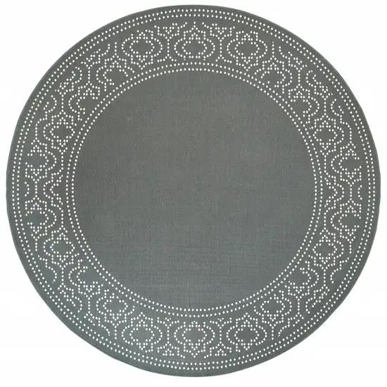 8' Round Grey Round Stain Resistant Indoor Outdoor Area Rug Photo 1