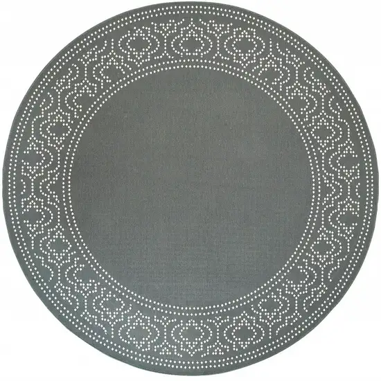 8' Round Grey Round Stain Resistant Indoor Outdoor Area Rug Photo 4