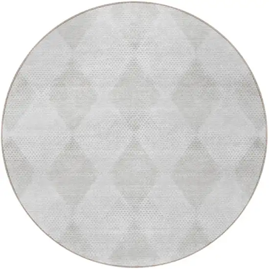 8' Round Ivory Round Geometric Washable Non Skid Indoor Outdoor Area Rug Photo 5