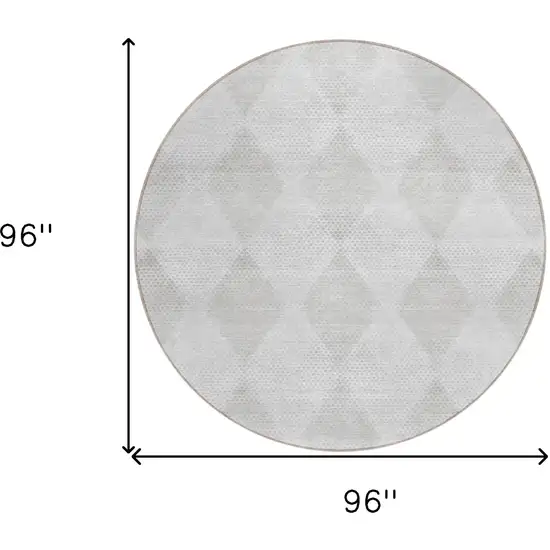 Ivory Round Geometric Washable Non Skid Indoor Outdoor Area Rug Photo 3