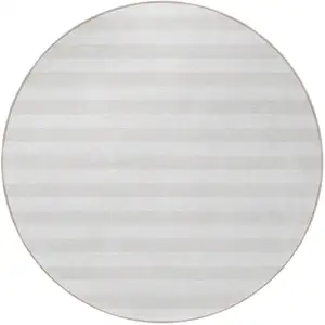 Photo of 8' Round Ivory Round Striped Washable Non Skid Indoor Outdoor Area Rug