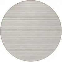 Photo of 8' Round Ivory Round Striped Washable Non Skid Indoor Outdoor Area Rug