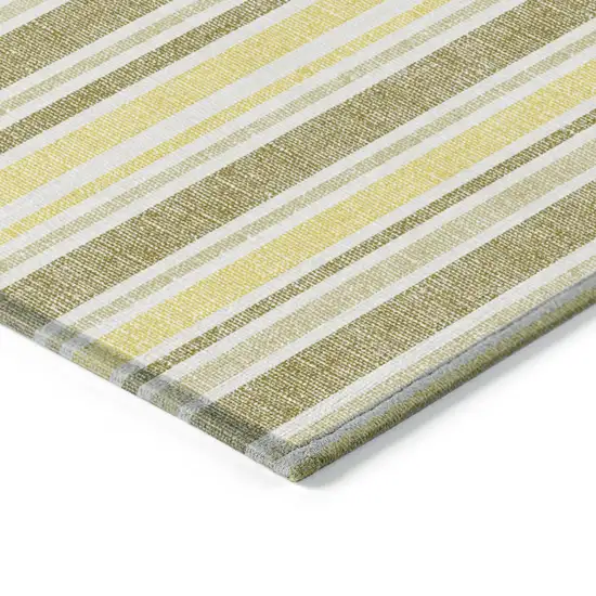 Khaki Yellow and Gray Round Striped Washable Non Skid Indoor Outdoor Area Rug Photo 4