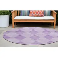 Photo of 8' Round Lavender Round Geometric Washable Non Skid Indoor Outdoor Area Rug