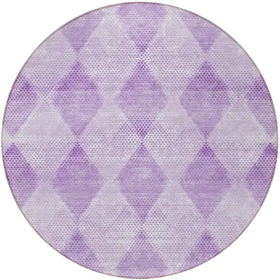 Lavender Round Geometric Washable Non Skid Indoor Outdoor Area Rug Photo 4