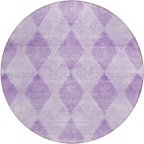 8' Round Lavender Round Geometric Washable Non Skid Indoor Outdoor Area Rug Photo 2