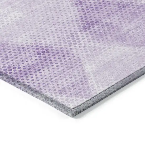 Lavender Round Geometric Washable Non Skid Indoor Outdoor Area Rug Photo 7