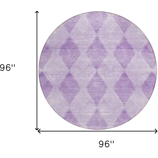 Lavender Round Geometric Washable Non Skid Indoor Outdoor Area Rug Photo 3