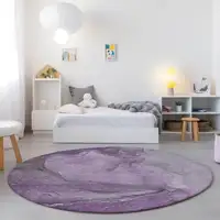 Photo of 8' Round Lilac Round Abstract Washable Non Skid Indoor Outdoor Area Rug