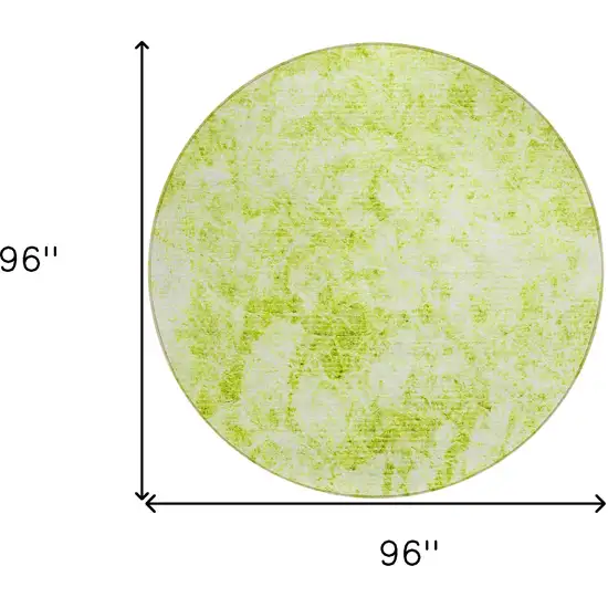 8' Round Lime Green Round Abstract Washable Non Skid Indoor Outdoor Area Rug Photo 3