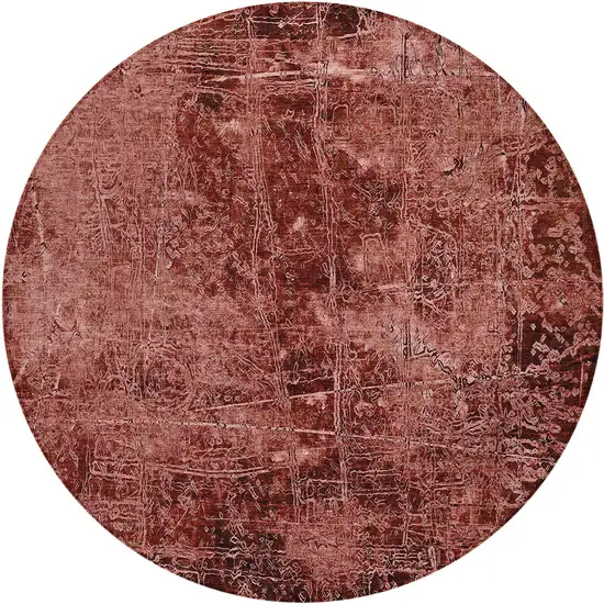 8' Round Merlot Round Abstract Washable Non Skid Indoor Outdoor Area Rug Photo 2