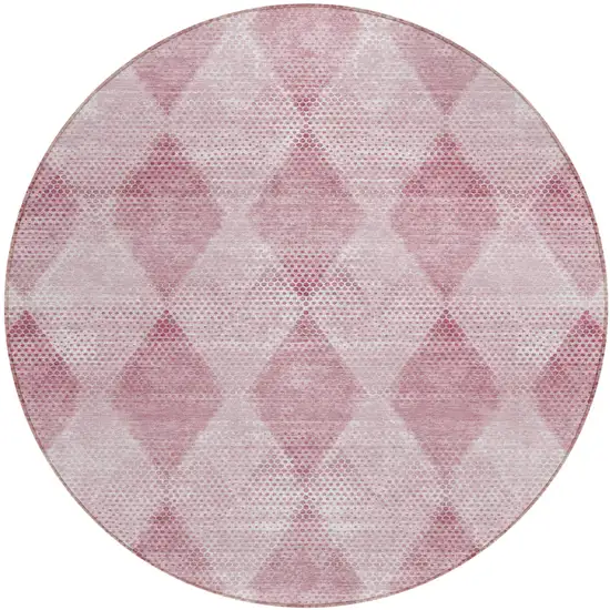 Merlot Round Geometric Washable Non Skid Indoor Outdoor Area Rug Photo 2