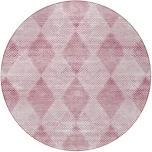 Photo of 8' Round Merlot Round Geometric Washable Non Skid Indoor Outdoor Area Rug