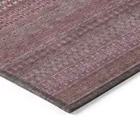 Photo of 8' Round Merlot Round Striped Washable Non Skid Indoor Outdoor Area Rug