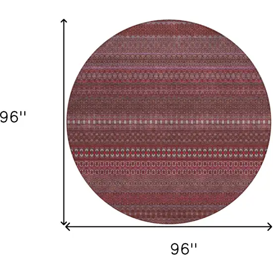 Merlot Round Striped Washable Non Skid Indoor Outdoor Area Rug Photo 3