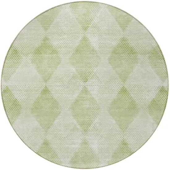 8' Round Mint Green Round Geometric Washable Non Skid Indoor Outdoor Area Rug Photo 5