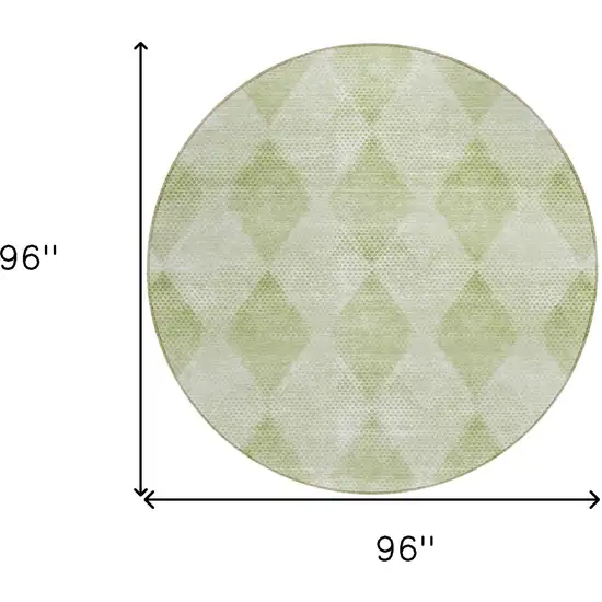 8' Round Mint Green Round Geometric Washable Non Skid Indoor Outdoor Area Rug Photo 3