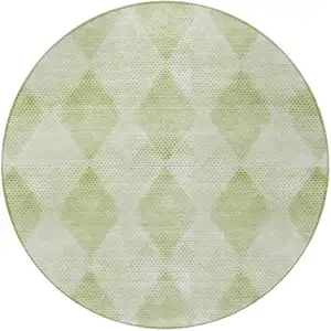 Photo of 8' Round Mint Green Round Geometric Washable Non Skid Indoor Outdoor Area Rug