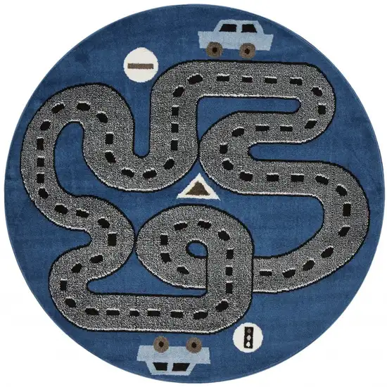 Navy Imaginative Racetrack Area Rug Photo 4