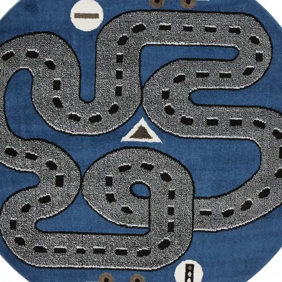 Navy Imaginative Racetrack Area Rug Photo 7