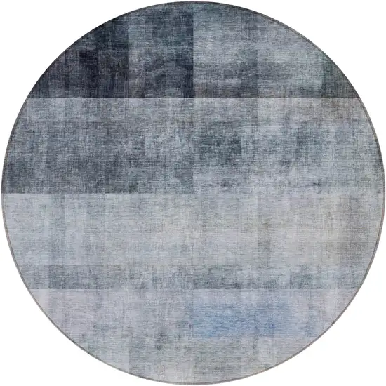 Navy and Gray Round Ombre Washable Non Skid Indoor Outdoor Area Rug Photo 2